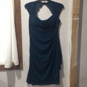 Knee length teal formal dress